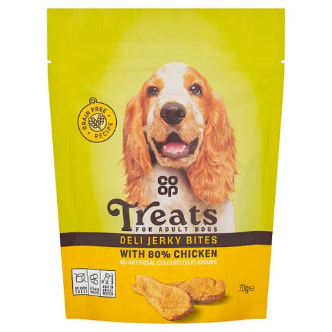 Co-op Treats for Adult Dogs Deli Jerky Bites with 80% Chicken 70g