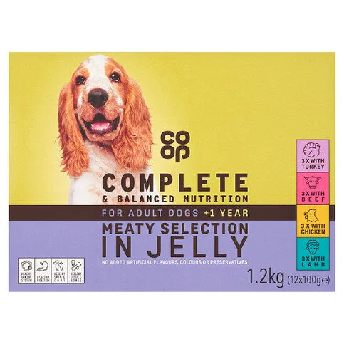 Co-op Complete & Balanced Nutrition Meaty Selection in Jelly for Adult Dogs +1 Year 12 x 100g (1.2kg