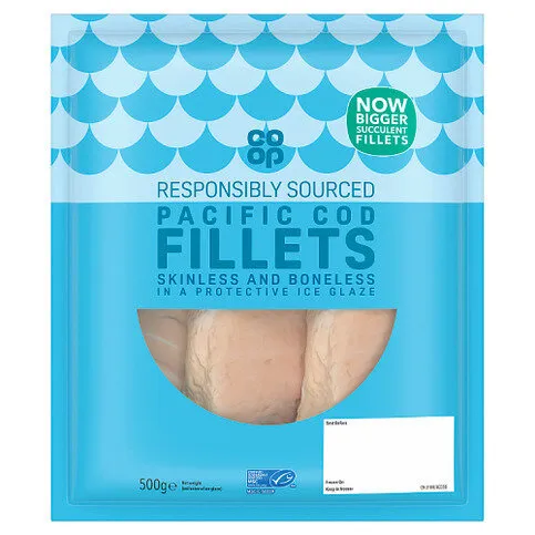 Co Op 4 Skinless Boneless Cod Fillets 500g
