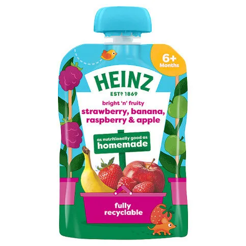Heinz Strawberry, Banana, Raspberry & Apple Smooth Puree 6+ Months 100g