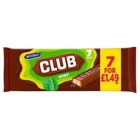 McVitie's Club Mint Bars 7 x 22g (154g)