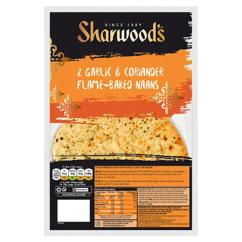 Sharwood's 2 Garlic & Coriander Flame-Baked Naans