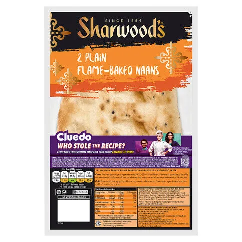 Sharwood's 2 Plain Flame-Baked Naans