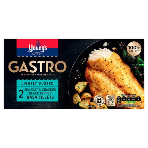 Young's Gastro 2 Sea Salt & Cracked Black Pepper Basa Fillets 310g