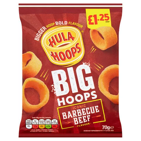 Hula Hoops Big Hoops Iconic Barbecue Beef Flavour 70g