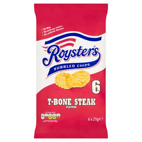 Royster's T-Bone Steak Flavour Bubbled Chips 6 x 21g