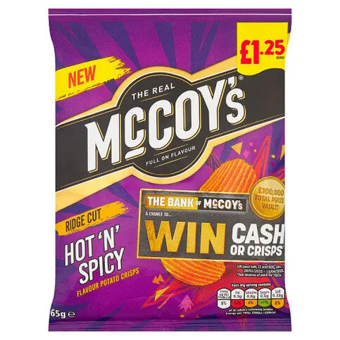 McCoy's Hot 'N' Spicy Flavour Potato Crisps 65g