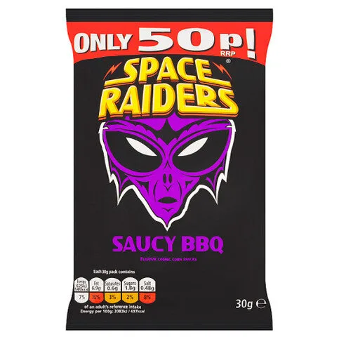 Space Raiders Saucy BBQ Flavour Cosmic Corn Snacks 30g