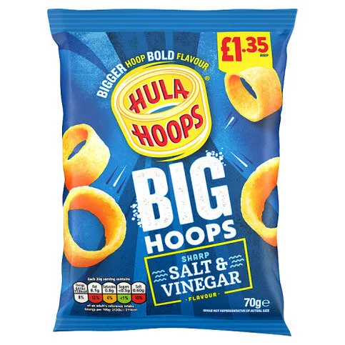 Hula Hoops Sharp Salt & Vinegar Flavour Big Hoops 70g