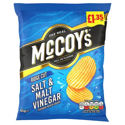 McCoy's Ridge Cut Salt & Malt Vinegar Flavour Potato Crisps 65g