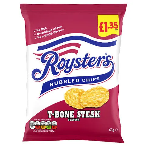 Roysters T-Bone Steak Flavour Bubbled Chips 60g