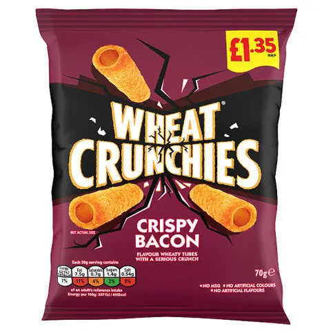 Wheat Crunchies Crispy Bacon Flavour Wheaty Tubes 70g
