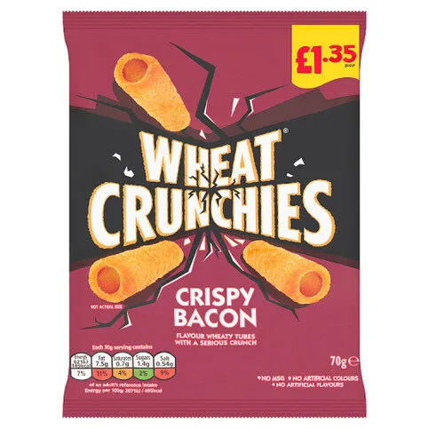 Wheat Crunchies Crispy Bacon Flavour Wheaty Tubes 70g