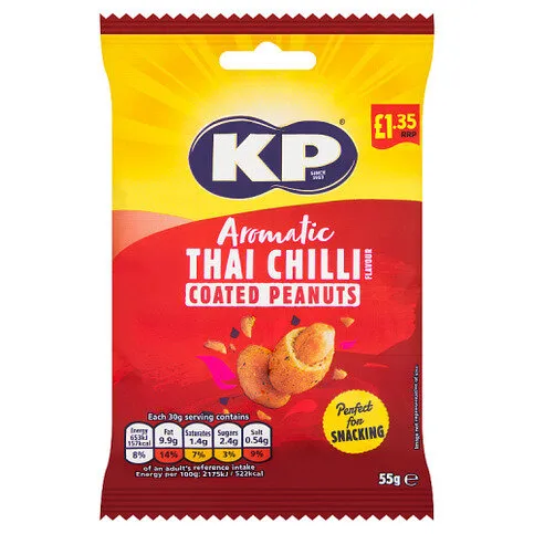 KP Aromatic Thai Chilli Flavour Coated Peanuts 55g