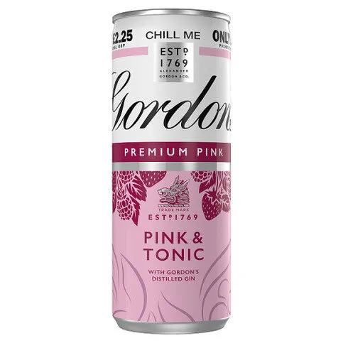 Gordon's Premium Pink Gin & Tonic 250ml 5% vol £2.25 PMP