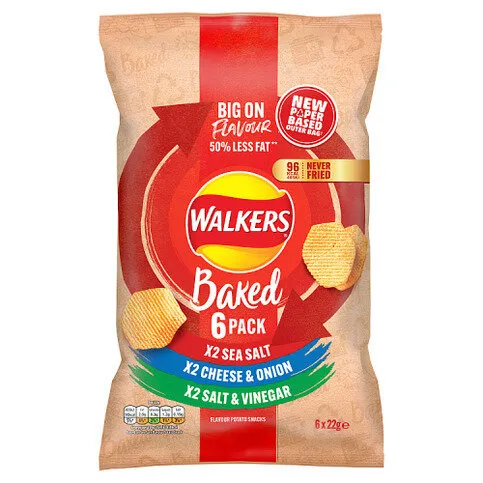 Walkers Baked Flavour Potato Snacks 6 x 22g