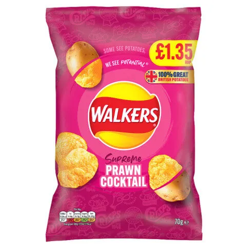 Walkers Prawn Cocktail Sharing Crisps 70g PMP £1.35 RRP