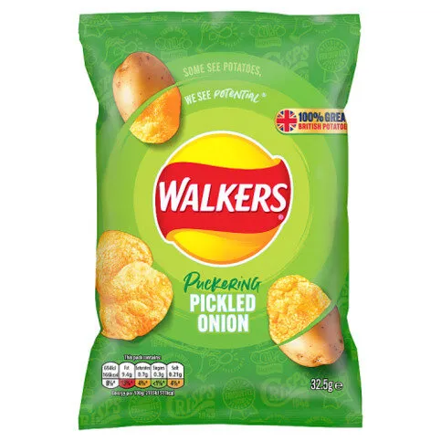 Walkers Pickled Onion Crisps 32.5g
