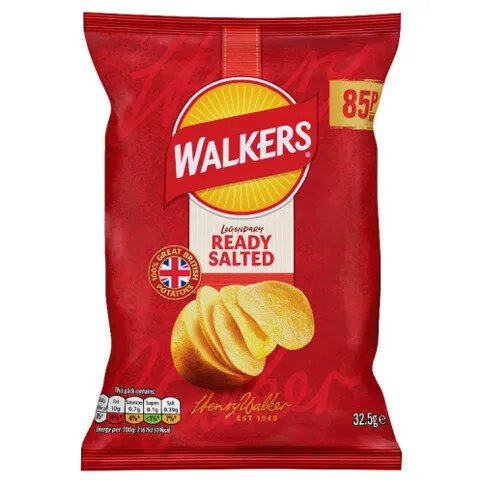 Walkers Snacks Ready Salted Crisps 32.5g PMP RRP 85P