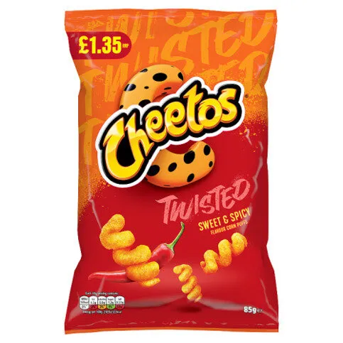 Cheetos Twisted Snacks Sweet & Spicy Corn Puffs 85g PMP RRP £1.35