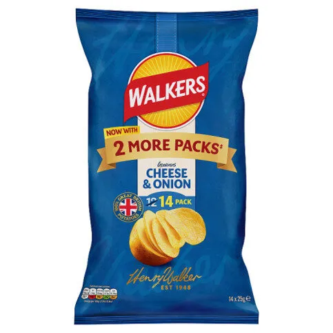 Walkers Cheese & Onion Multipack Crisps 14x25g