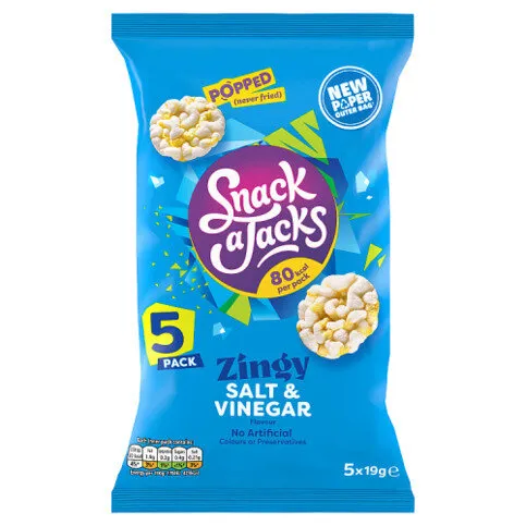 Snack a Jacks Salt & Vinegar Multipack Rice Cakes Crisps 5 x 19g