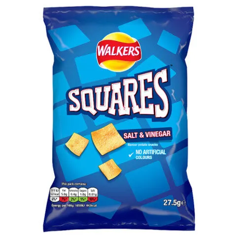 Walkers Squares Salt & Vinegar Snacks Crisps 27.5g