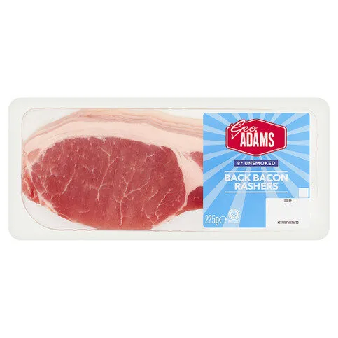 Geo. Adams 8 Unsmoked Back Bacon Rashers 225g