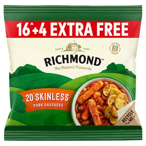 Richmond 20 Skinless Pork Sausages 530g