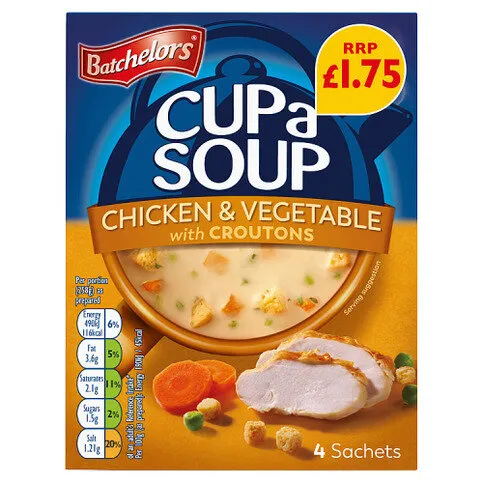 Batchelors Cup a Soup 4 Chicken & Vegetable with Croutons Sachets 110g