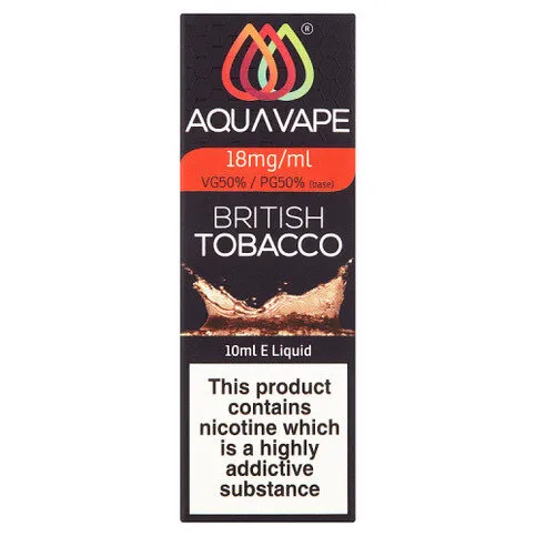 Aqua Vape British Tobacco E-Liquid - 18mg 10ml