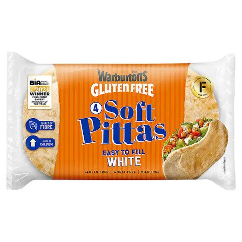 Warburtons Gluten Free 4 White Soft Pittas