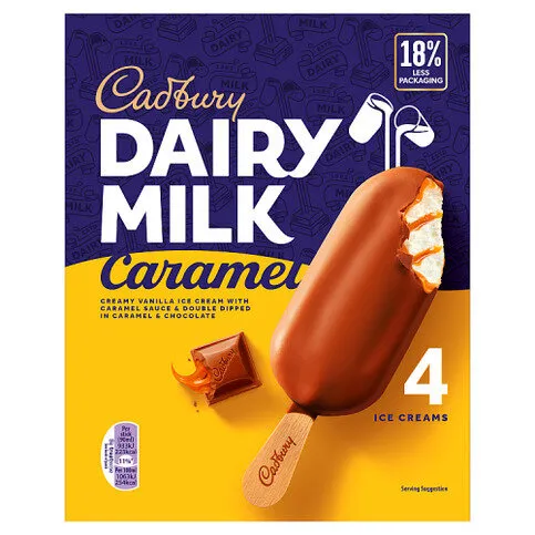 Cadbury Dairy Milk Caramel Ice Creams 4 x 90ml (360ml)