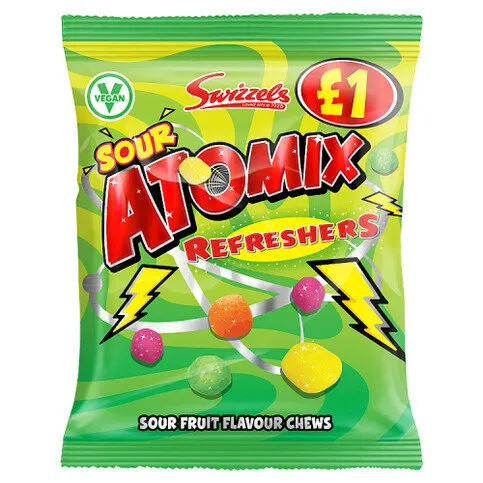 Swizzels Sour Atomix Refreshers Sour Fruit Flavour Chews 100g