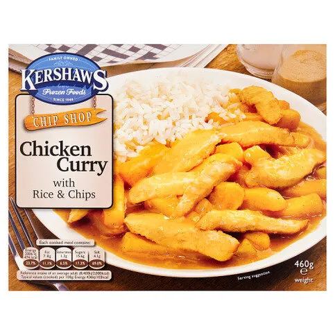 Kershaws Chip Shop Chicken Curry with Rice & Chips 460g