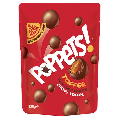 Poppets Toffee Milk Choc Coated Chewy Toffee 130g