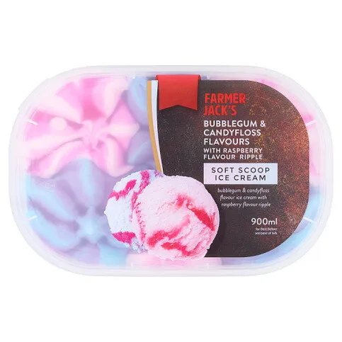 Farmer Jack's Bubblegum & Candyfloss Flavours Soft Scoop Ice Cream 900ml