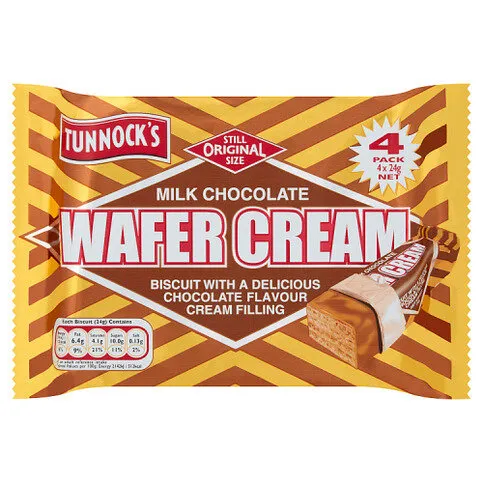 Tunnock's Milk Chocolate Wafer Cream 4 x 24g