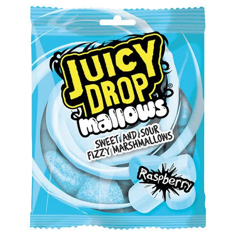 Juicy Drop Mallows Raspberry Sweet and Sour Fizzy Marshmallows 100g
