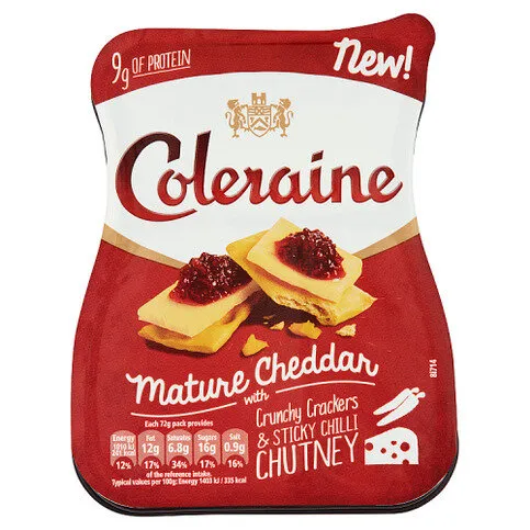Coleraine Mature Cheddar with Crunchy Crackers & Sticky Chilli Chutney 72g