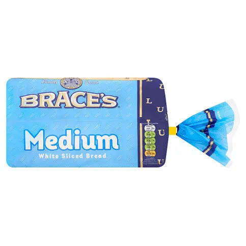 Braces Medium White Sliced Bread 800g