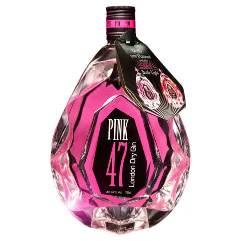 Pink 47 London Dry Gin 70cl, with Free Diamond Bottle Light