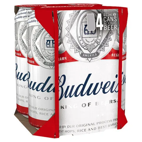 Budweiser Beer 4 x 440ml Cans