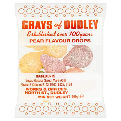 Gray's of Dudley Pear Flavour Drops 60g