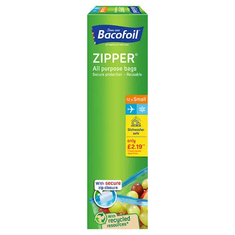 Bacofoil Zipper 12 All Purpose Bags Small 20 x 15cm