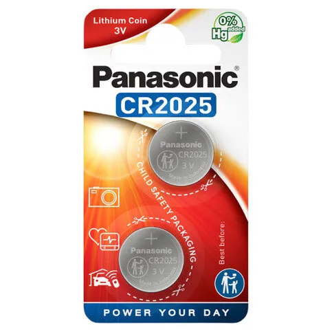 Panasonic Coin Lithium Battery CR-2025 2 Pack