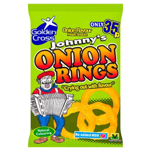 Golden Cross Johnny's Onion Rings Onion Flavour Maize Snacks 22g