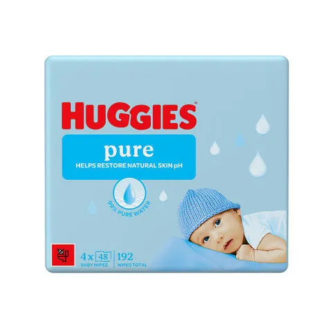 HUGGIES BABY WIPES PURE QUAD PACK 4x48s