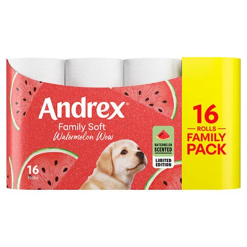 Andrex Limited Edition Family Soft Watermelon Wow 16 Rolls
