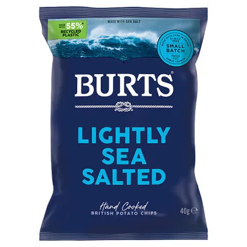 Burts Lightly Sea Salted Hand Cooked British Potato Chips 40g